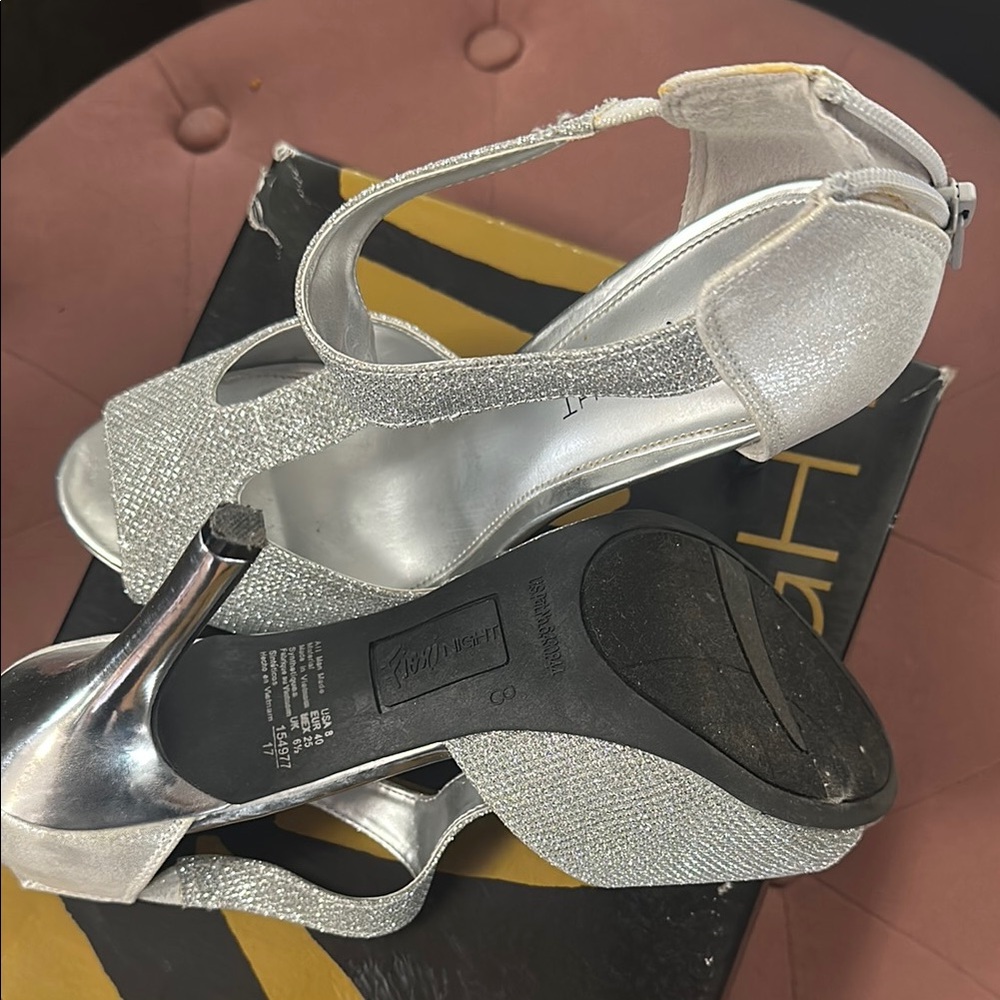 Silver peep toe heels - Picture 2 of 5